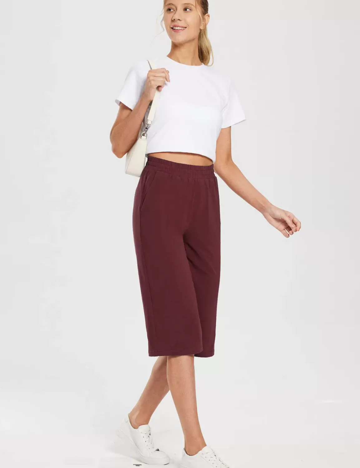 Baleaf Evergreen 15" Cotton Drawstring Sweatpants^Women Capris
