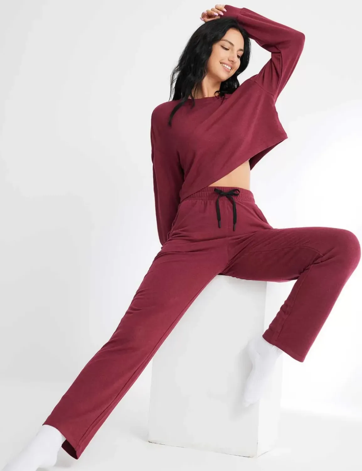 Baleaf Evergreen Modal Oversized Cropped Top (Website Exclusive)^Women Long-Sleeved