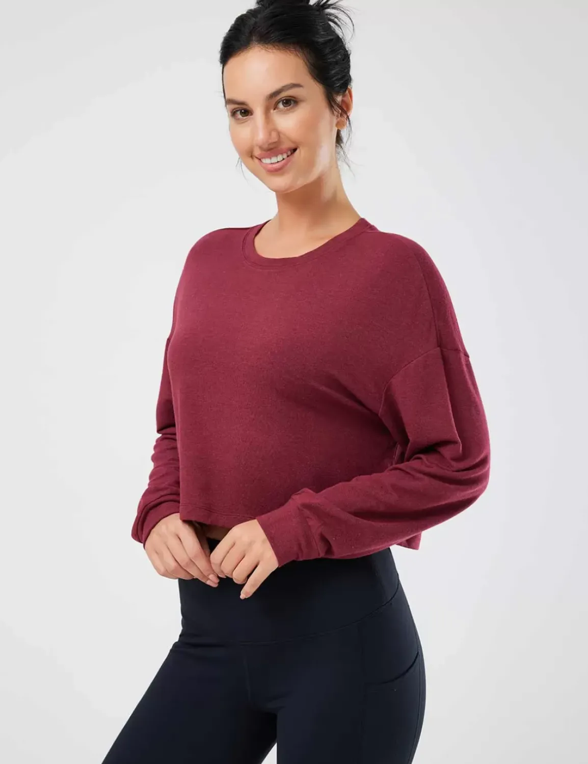Baleaf Evergreen Modal Oversized Cropped Top (Website Exclusive)^Women Long-Sleeved