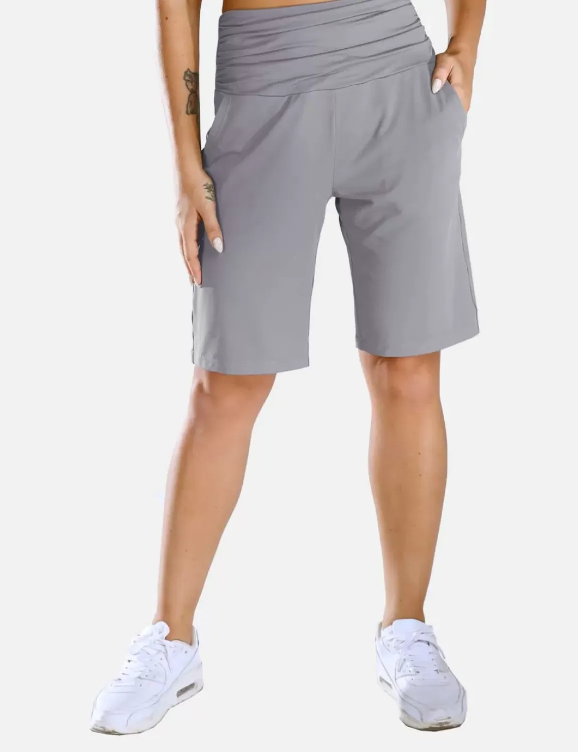 Baleaf Laureate Ruched Waist Bermuda Shorts^Women Knee-Length