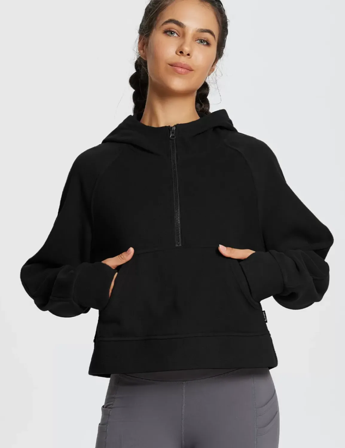 Baleaf Thermal Hooded Cropped Pullover^Women Fleece-Lined