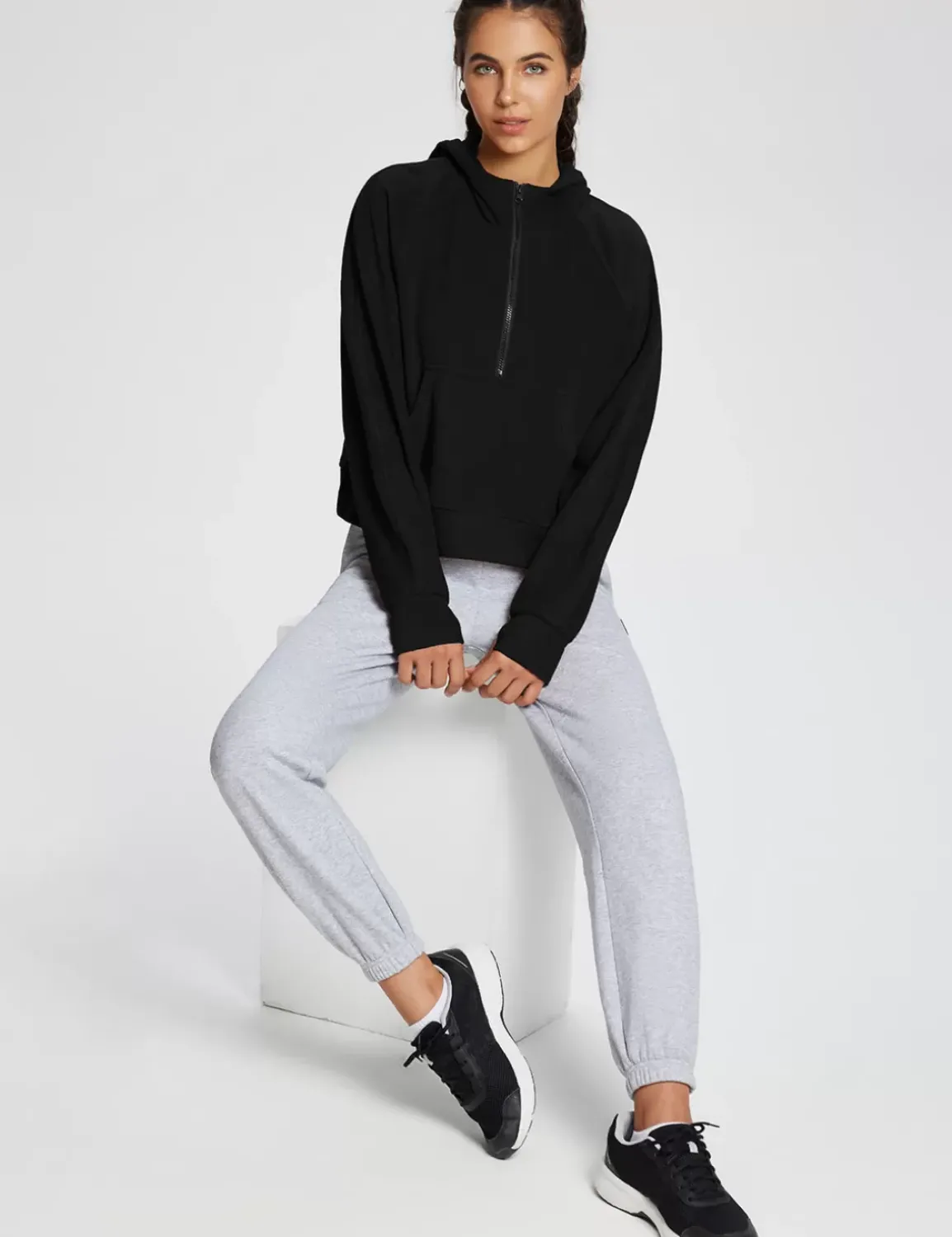Baleaf Thermal Hooded Cropped Pullover^Women Fleece-Lined