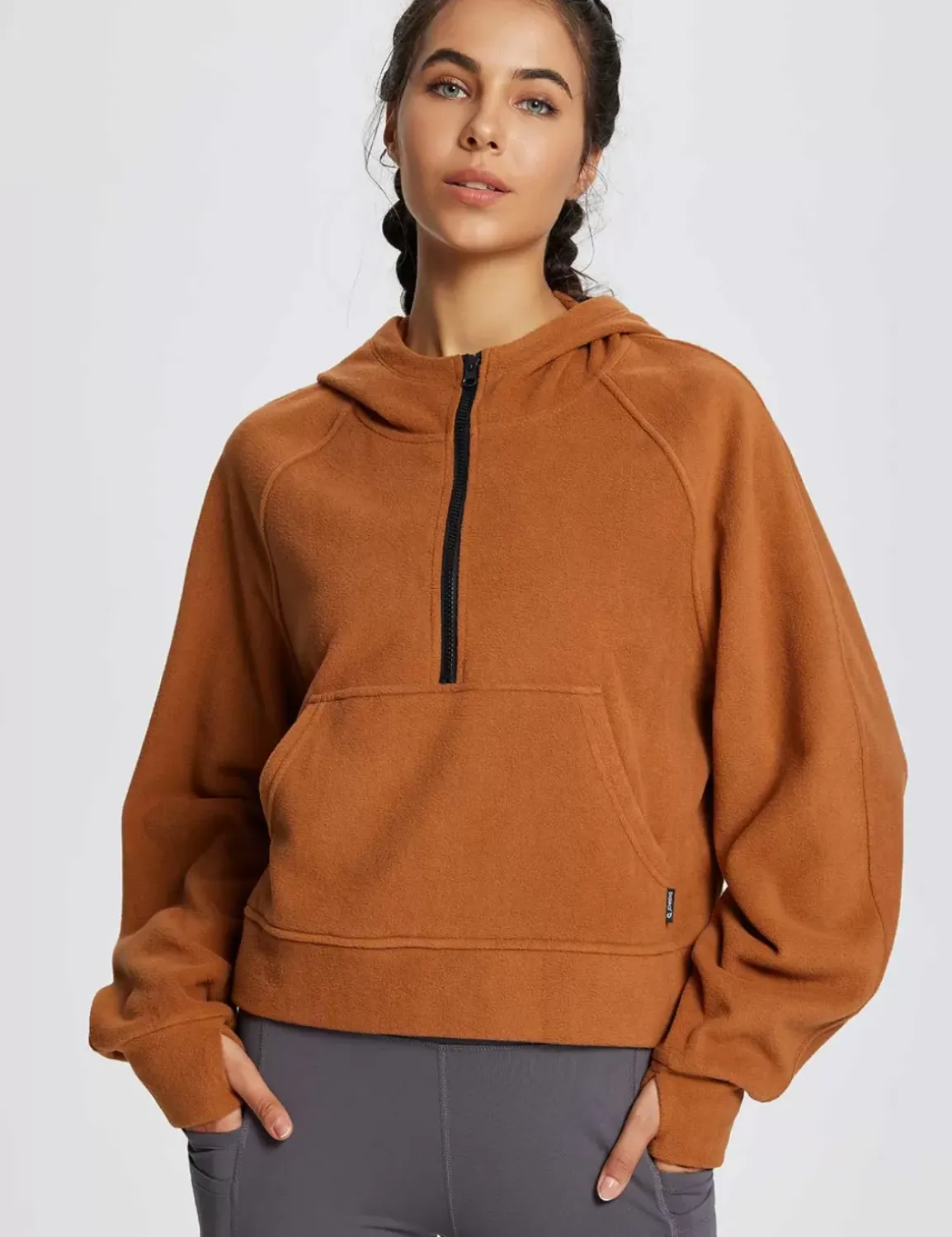 Baleaf Thermal Hooded Cropped Pullover^Women Fleece-Lined
