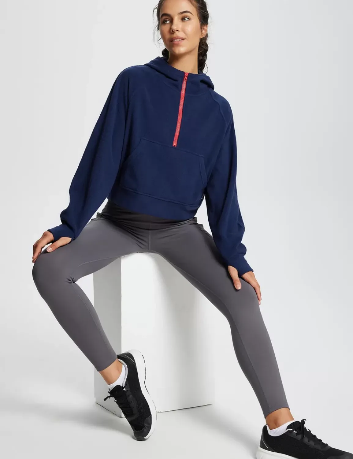 Baleaf Thermal Hooded Cropped Pullover^Women Fleece-Lined