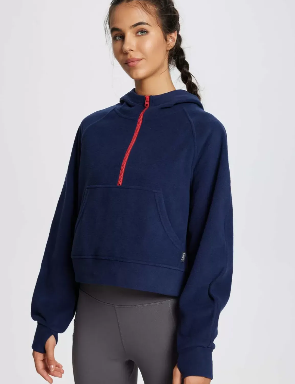 Baleaf Thermal Hooded Cropped Pullover^Women Fleece-Lined