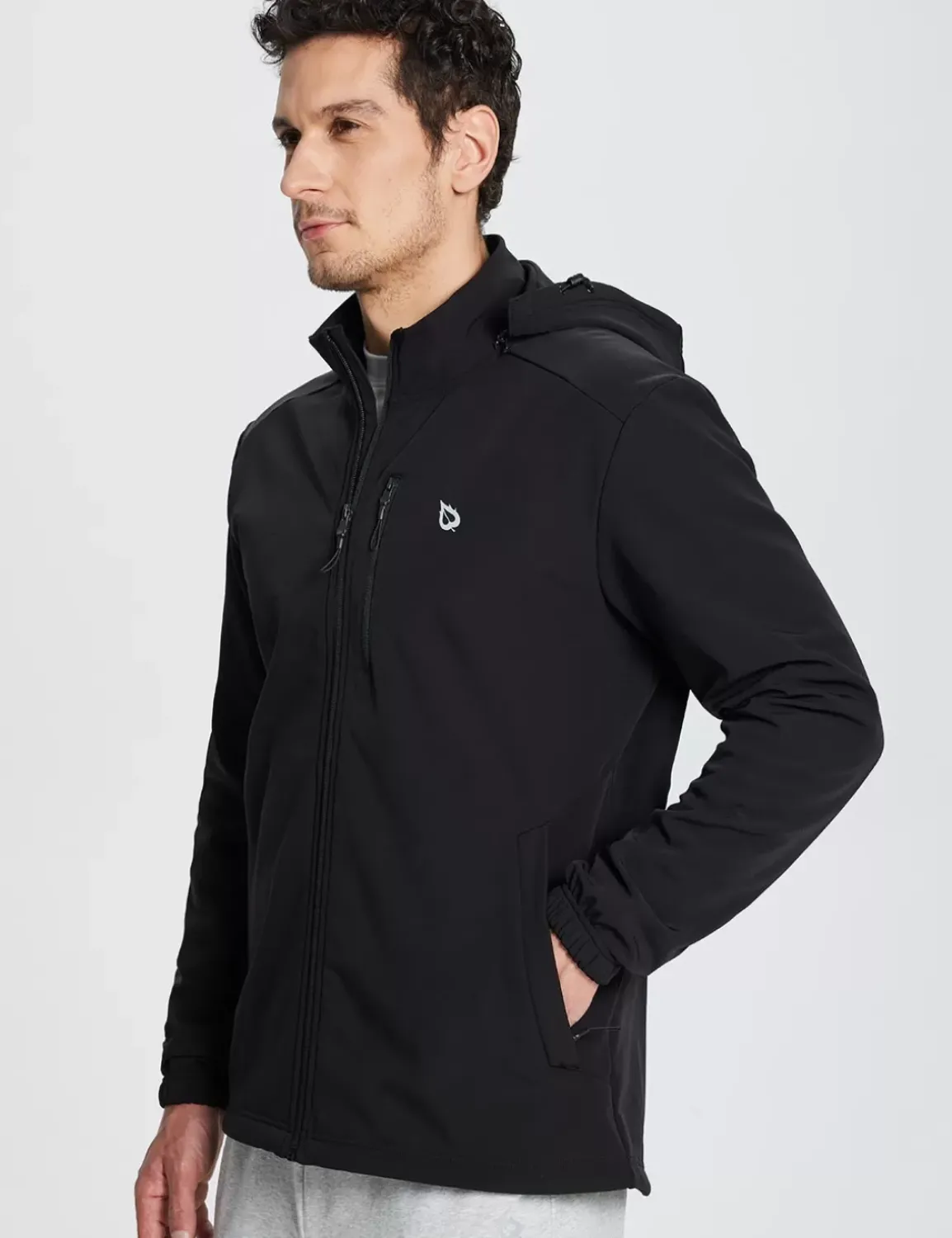 Baleaf Thermal Hooded Softshell Windbreaker^Men Fleece-Lined
