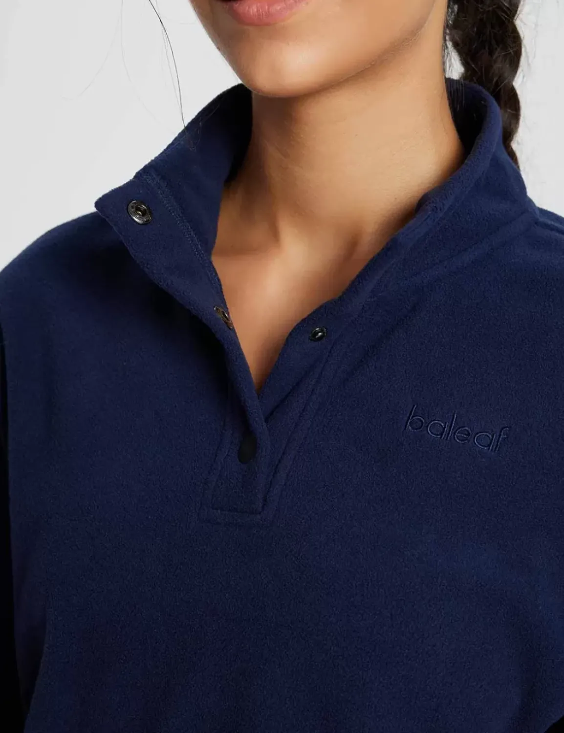 Baleaf Turtleneck Long-Sleeve Crop Pullover^Women Fleece-Lined