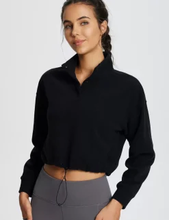 Baleaf Turtleneck Long-Sleeve Crop Pullover^Women Fleece-Lined