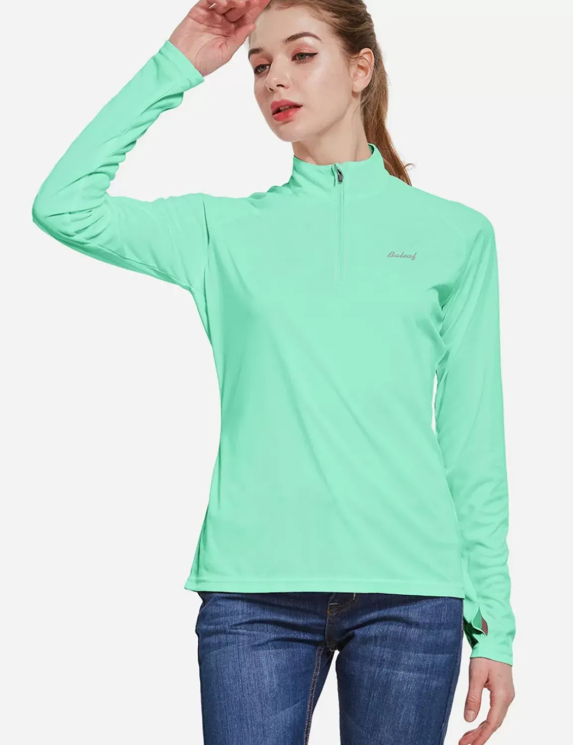 Baleaf Upf50+ Quarter Zip Pullover^Women Long-Sleeved
