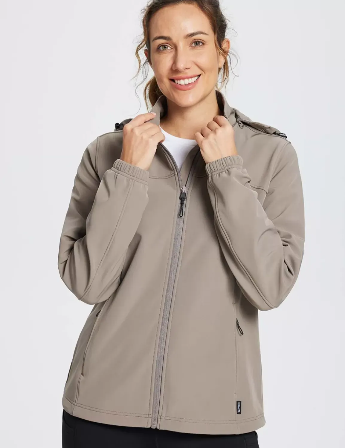 Baleaf Water-Resistant Hooded Softshell Windbreaker^Women Fleece-Lined