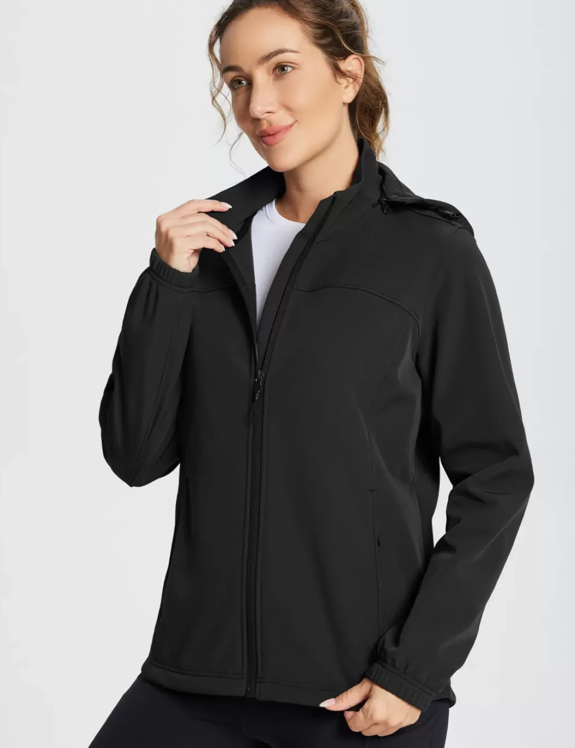 Baleaf Water-Resistant Hooded Softshell Windbreaker^Women Fleece-Lined