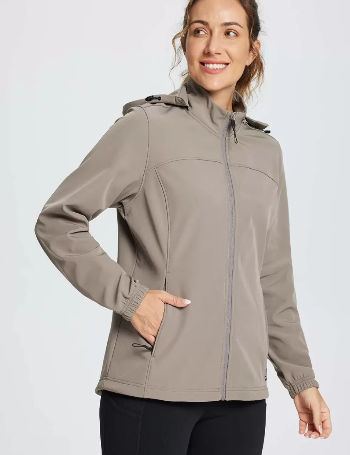 Baleaf Water-Resistant Hooded Softshell Windbreaker^Women Fleece-Lined