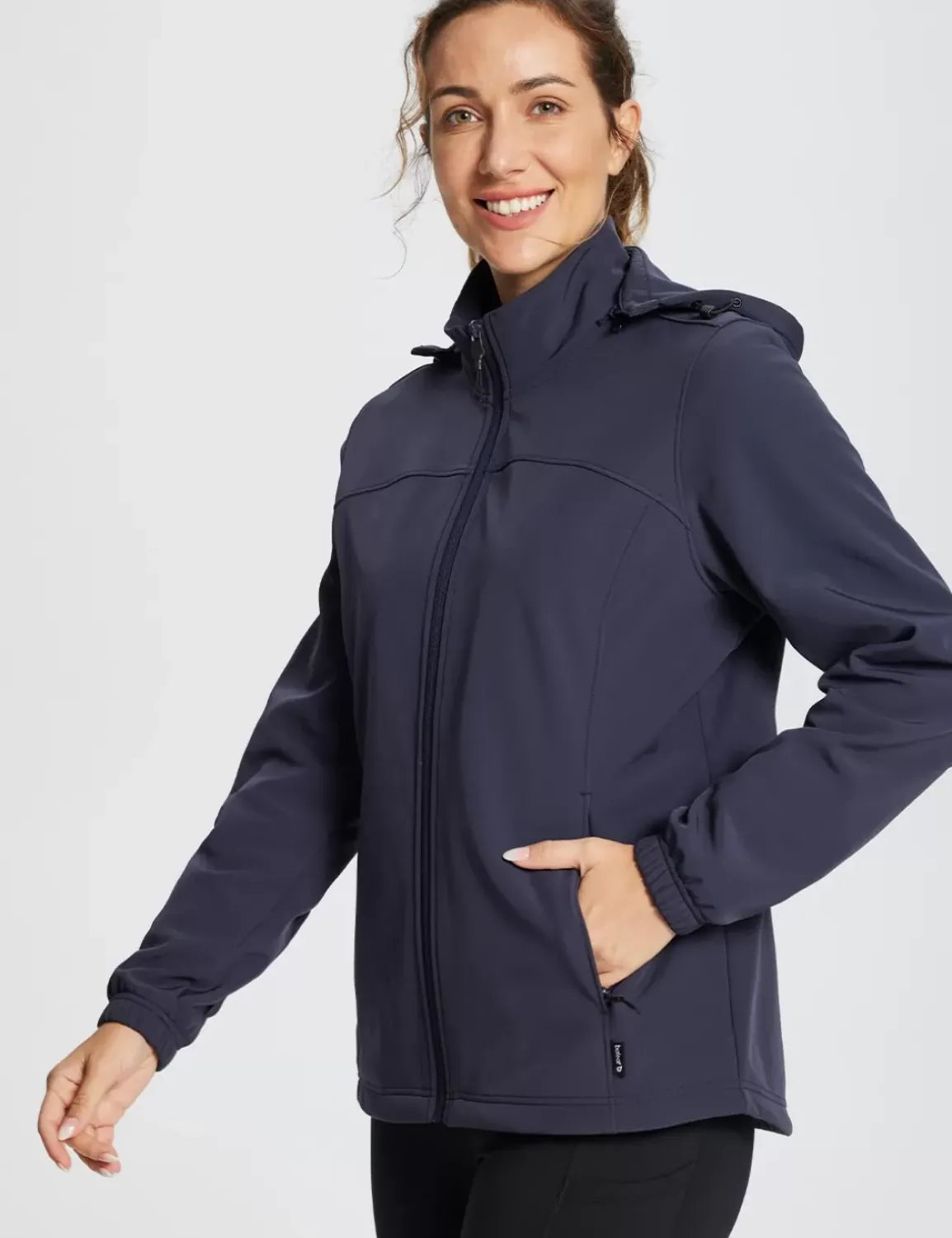 Baleaf Water-Resistant Hooded Softshell Windbreaker^Women Fleece-Lined